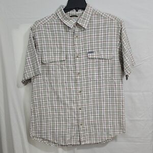 Columbia Titanium Men's XL Plaid Vented Button Down Short Sleeve Shirt